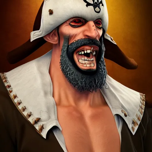 Prompt: a realistic portrait of the pirate whitebeard, edward newgate, trending on artstation