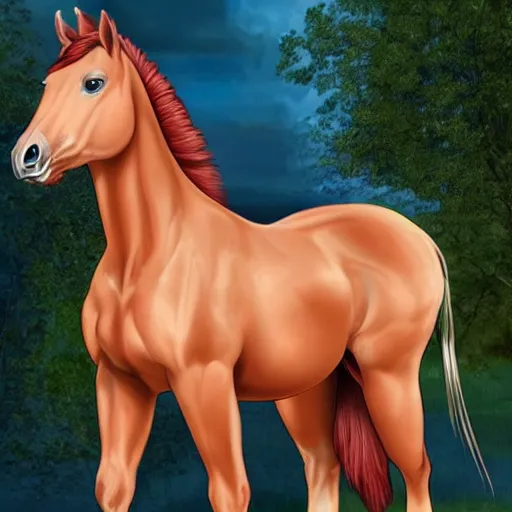 Image similar to megan thee stallion as a horse hybrid, ultra realistic, hd