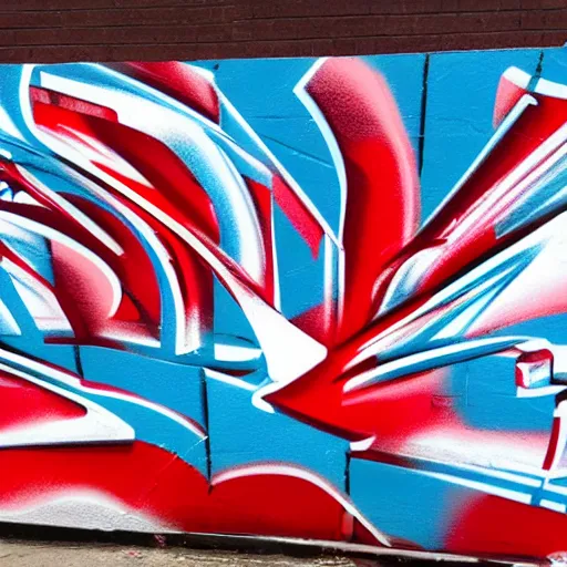 Prompt: abstract intricate 3 d fidenza red white ice style graffiti