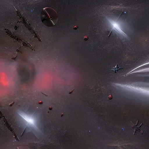 Prompt: starship graveyard near an exploding star by Kekai Kotaki, high detail, 8k