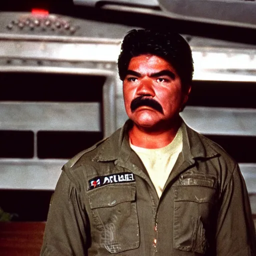 Image similar to George Lopez dressed as a Colonial Marine from Aliens (1986)