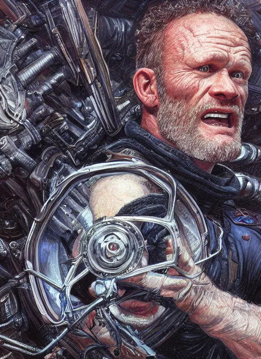 Image similar to portrait of Michael Rooker as Grant (2006), intricate, highly detailed, centered, studio background, digital painting, artstation, concept art, smooth, sharp focus, illustration, artgerm, donato giancola, Joseph Christian Leyendecker, WLOP, Artgerm