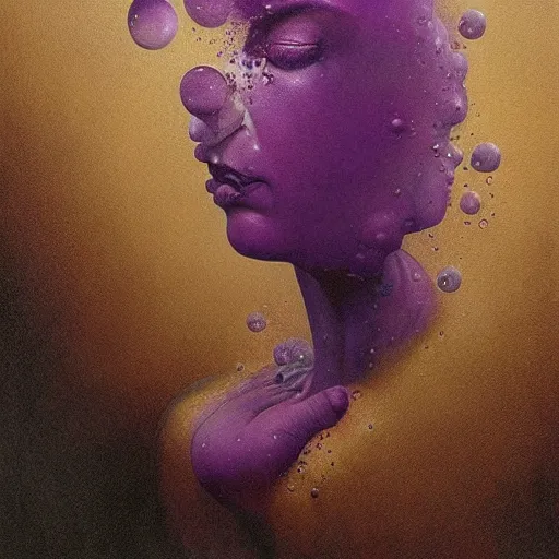 Image similar to beautiful liquid marble texture with big oil bubbles. harmonic chromatic tones coloured abstraction with purple splashes. ultradetailed realistic art. jean - dragan bibin, beksinski, zawadzki, shaun downey, zoey frank, phil hale, james gurney, frank frazetta, jehan georges vibert, daniel e. greene