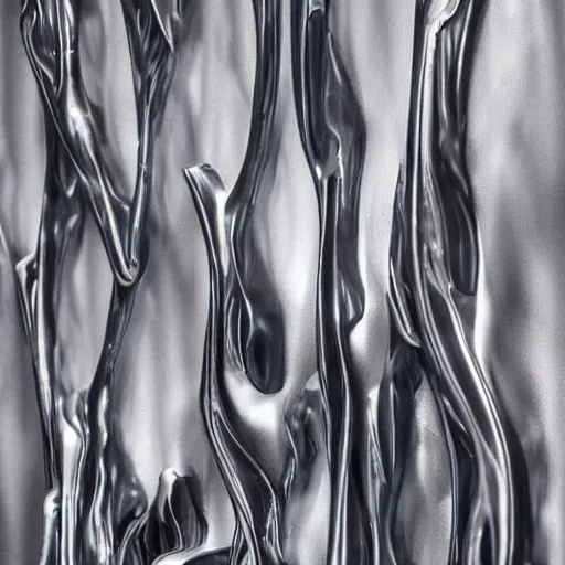 Image similar to melting liquid forms in metal abstract sculpture cyberpunk