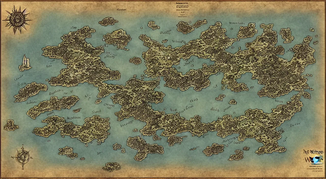 Prompt: detailed map of a fantasy world