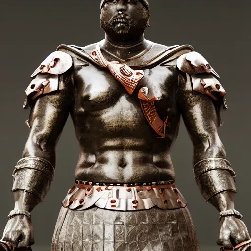 Prompt: Big Bold detailed medievel statue of a warrior of past times; Black Clouds in Background; Highly Detailed; Corruption all over; 8k; unreal Engine;
