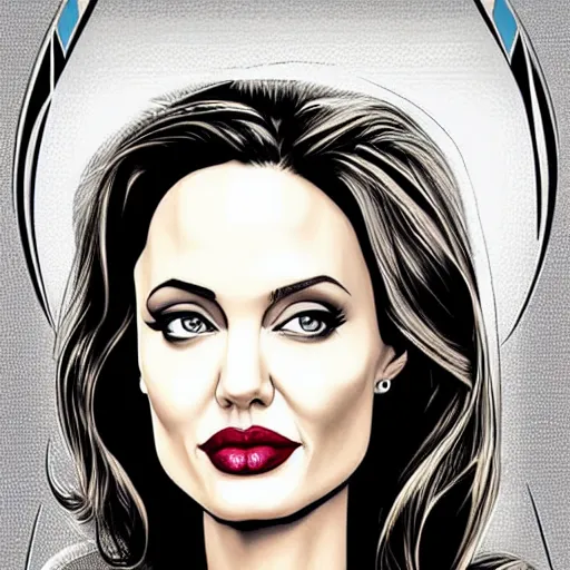 Image similar to angelina jolie, portrait, symetrical art deco poster illustration highly detailed,