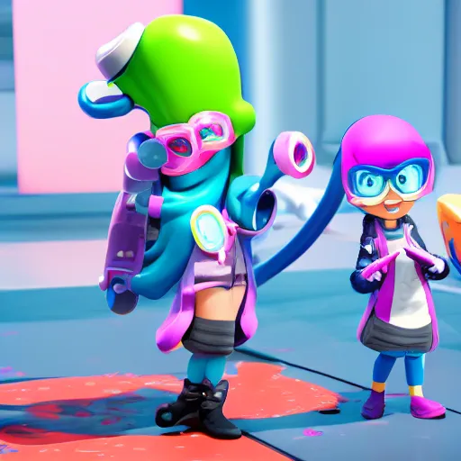 Image similar to splatoon character in dental office octane render