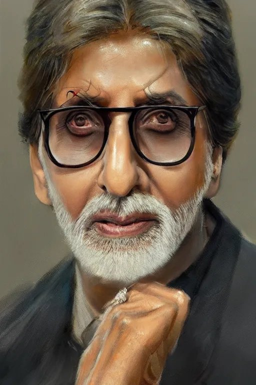 Prompt: Amitabh Bachchan, closeup character portrait art by Donato Giancola, Craig Mullins, digital art, trending on artstation