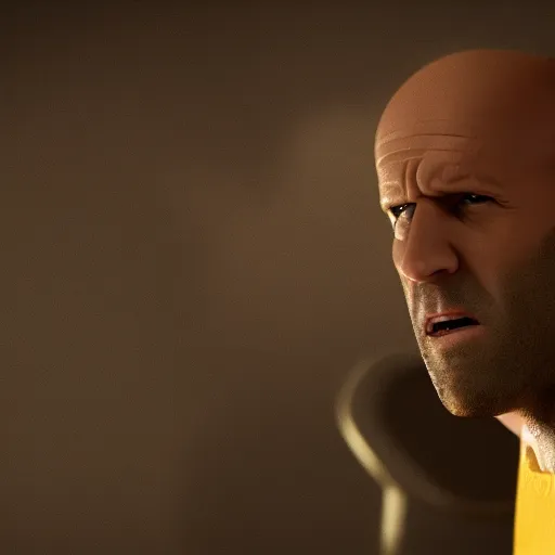 Image similar to ultra realistic professional photo of a lemon yelling at Jason Statham