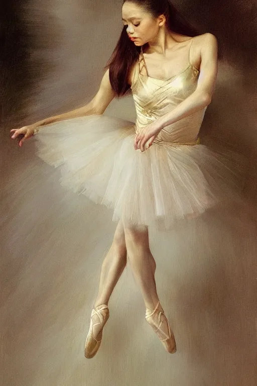 Image similar to portrait of a gorgeous graceful young filipina prima ballerina, by donato giancola and berthold woltze.