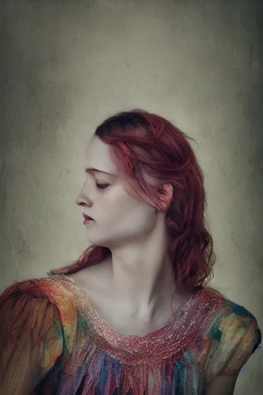 Image similar to portrait photography of a female by monia merlo, colorful.
