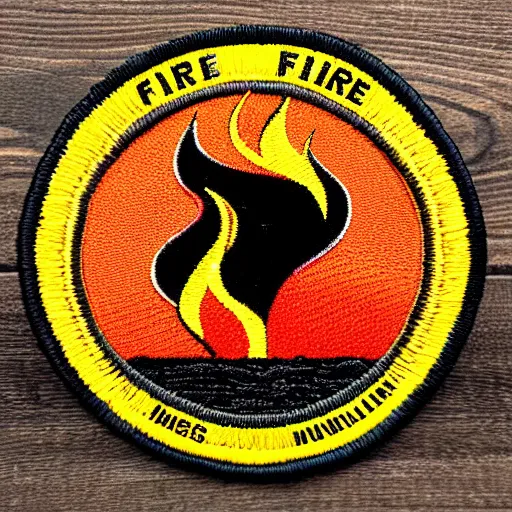 Prompt: a retro vintage minimalist clean fire flames warning caution label patch