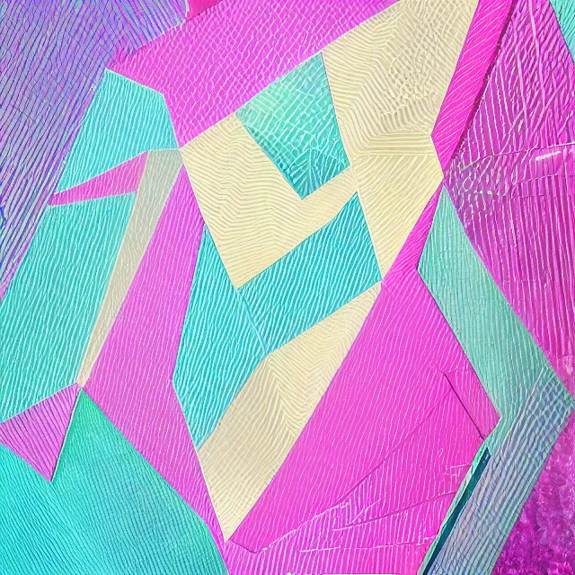 Prompt: abstract geometric art, optical illusion, crystals, crystal formation, quartz, silo, shapes and colours, paper cut out, sense of depth, pastel colour palette, just beautiful