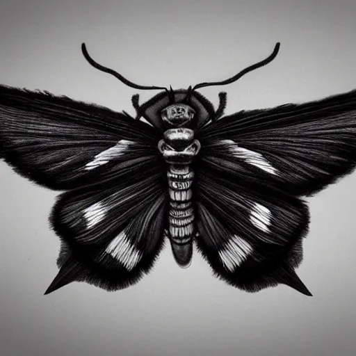 Prompt: Death moths darkart creepy 8k hyperrealism