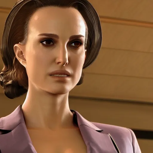 Image similar to natalie portman in yakuza 0, character render, full body shot, highly detailed, in game render