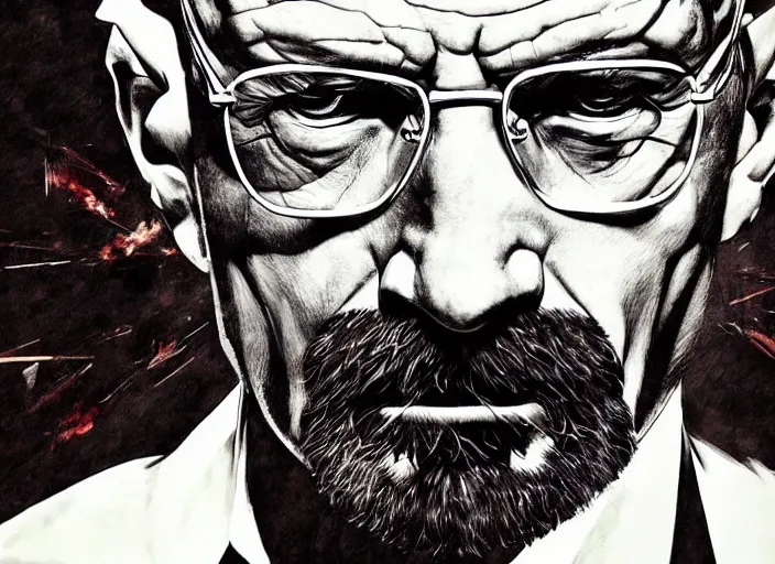 Image similar to a highly detailed beautiful portrait of walter white by yoji shinkawa