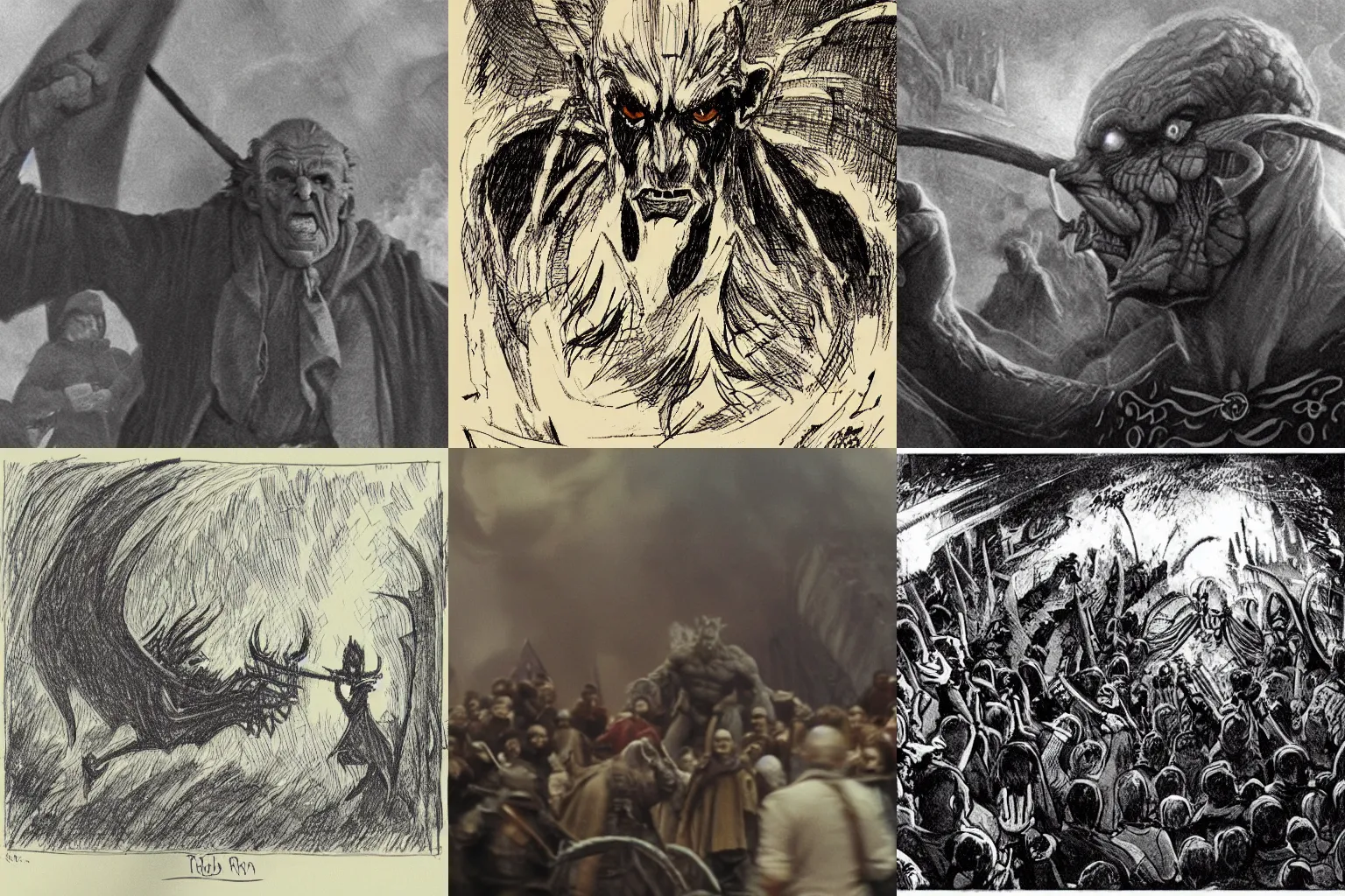 Prompt: Tolkien's Balrog, Paris riots, Athens riots, euronews footage