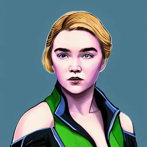 Prompt: Florence Pugh as Susan Storm from Fanatastic Four, digital art, Portrait