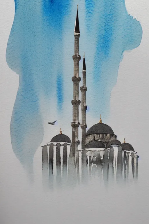 Image similar to minimalist watercolor splash ink art of istanbul