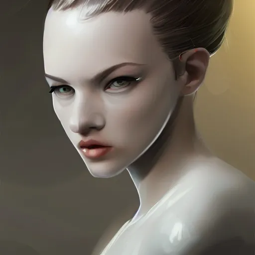 Prompt: portrait of female android, artstation