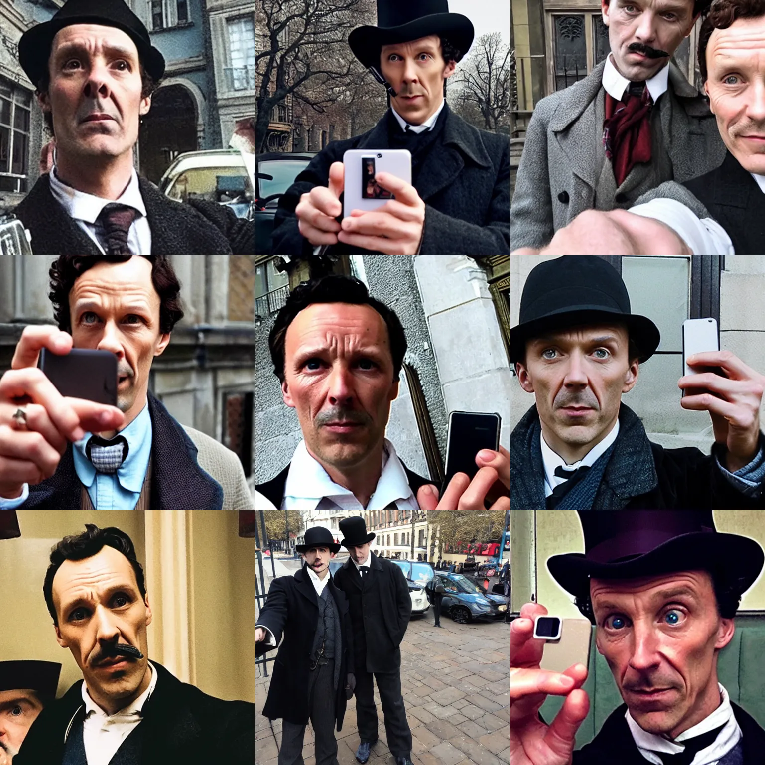 Prompt: Sherlock Holmes takes a selfie