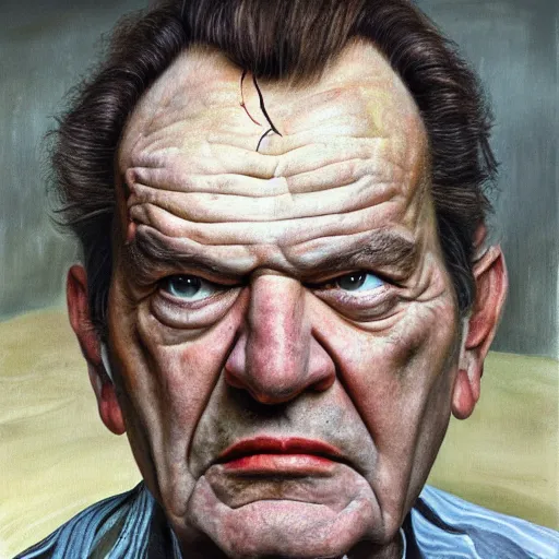 Prompt: high quality high detail painting by lucian freud, hd, portrait of mad jack nicholson, photorealistic lighting