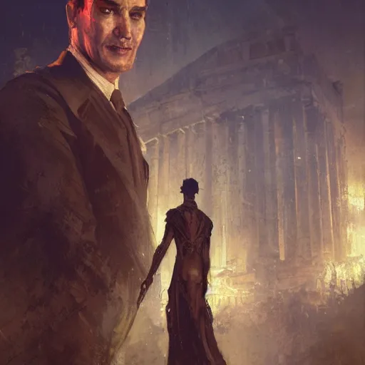 Prompt: a slender senator, ancient rome setting, character portrait by greg rutkowski, gaston bussiere, craig mullins