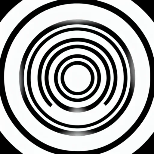 Image similar to a perfect circle, around the outer edge of the circle is the silhouette of a city skyline, inside the circle is empty, black and white, minimalist, in the style of a line drawing