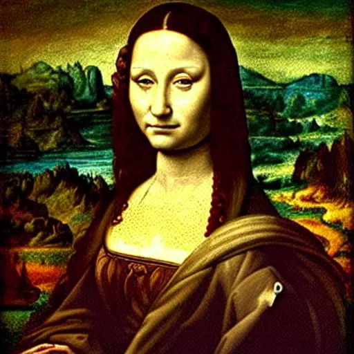 Prompt: a painting of Isabel Ayuso as Gioconda by Leonardo Da Vinci@-n 4