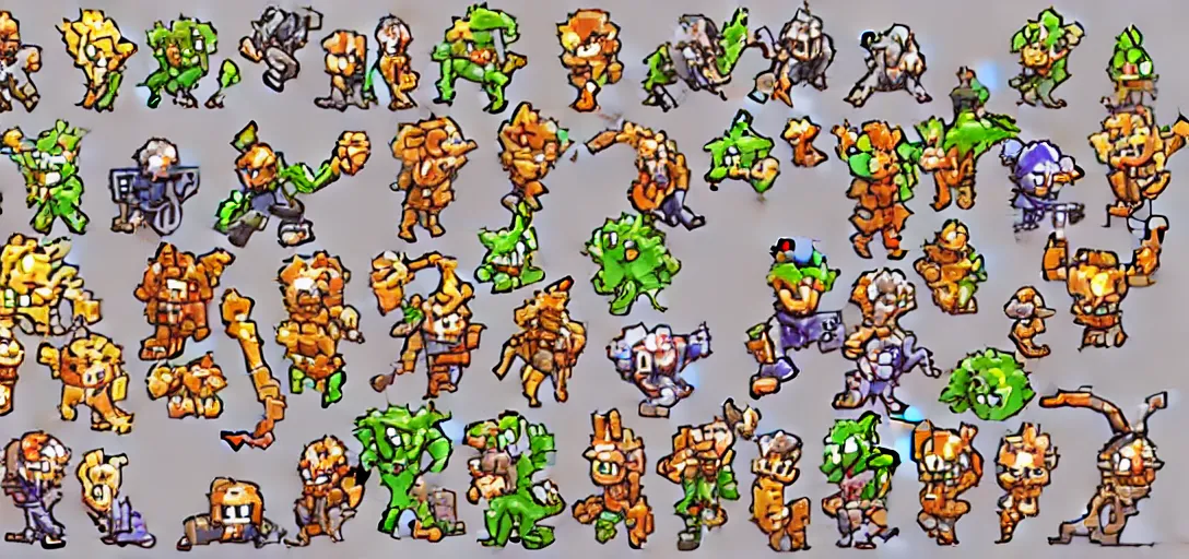 Image similar to pixel art sprite sheet of cute catchable monsters