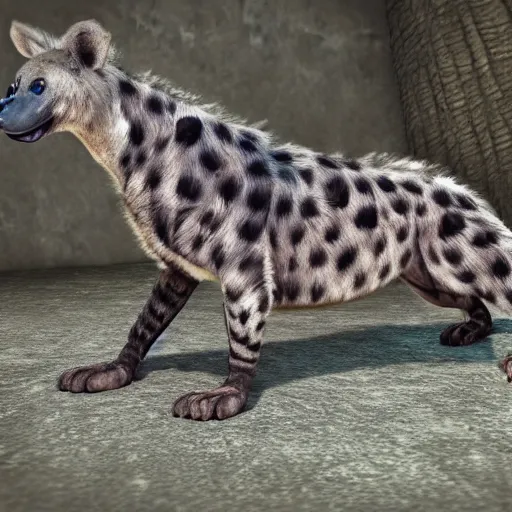 Image similar to Hyena fursuit, Realistic, HDR, HDD, Reallism, Real Life Engine,