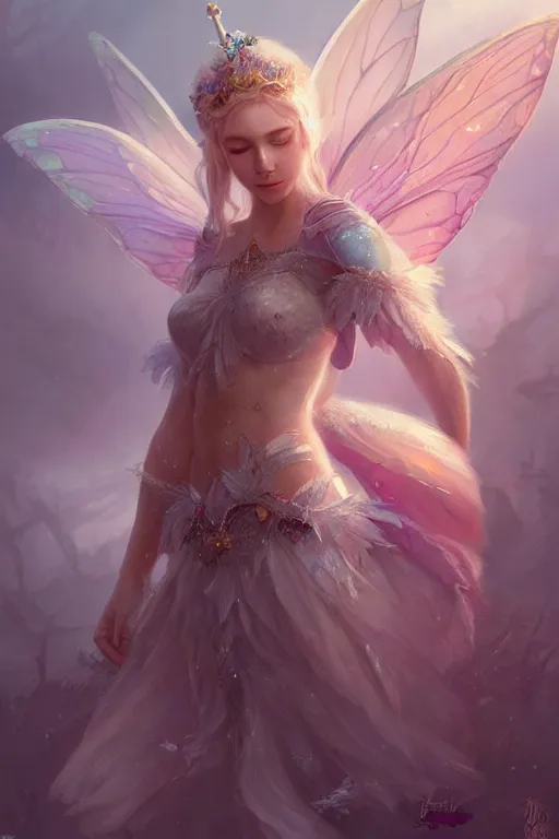 Image similar to fairy princess, highly detailed, d & d, fantasy, highly detailed, digital painting, trending on artstation, concept art, sharp focus, illustration, art by artgerm and greg rutkowski and fuji choko and viktoria gavrilenko and hoang lap