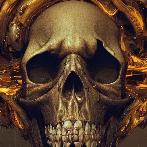 Image similar to portrait_of_a_melting_skull._intricate_abstract._intricate_artwork._by_Tooth_Wu_wlop_beeple_dan_mumford._octane_render_trending_on_artstat