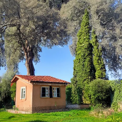 Image similar to a small house with trees in the background, rome style