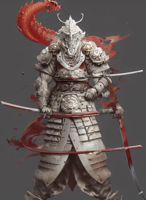 Image similar to subsurface scattering, white, koi, samurai deity with koi armor, octane render, by jesper ejsing, james jean, justin gerard, tomasz alen kopera, cgsociety and fenghua zhong, highly detailed, rim light, cinematic lighting, art, very coherent, cinematic, hyper realism, high detail, 8 k