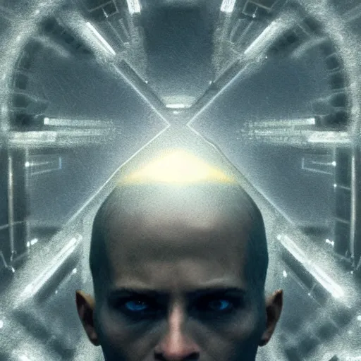 Image similar to centered rule of thirds 5 0 mm film still of the hyperintelligent technological singularity soul, 3 d render octane, sharp focus, art by greg rutkowski