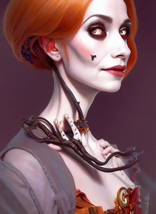 Image similar to portrait of sally from the nightmare before christmas, intricate, elegant, highly detailed, my rendition, digital painting, artstation, concept art, smooth, sharp focus, illustration, art by artgerm and greg rutkowski and alphonse mucha and uang guangjian and gil elvgren and sachin teng, symmetry!!