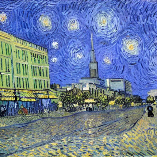 Image similar to van gogh sketch of downtown miami