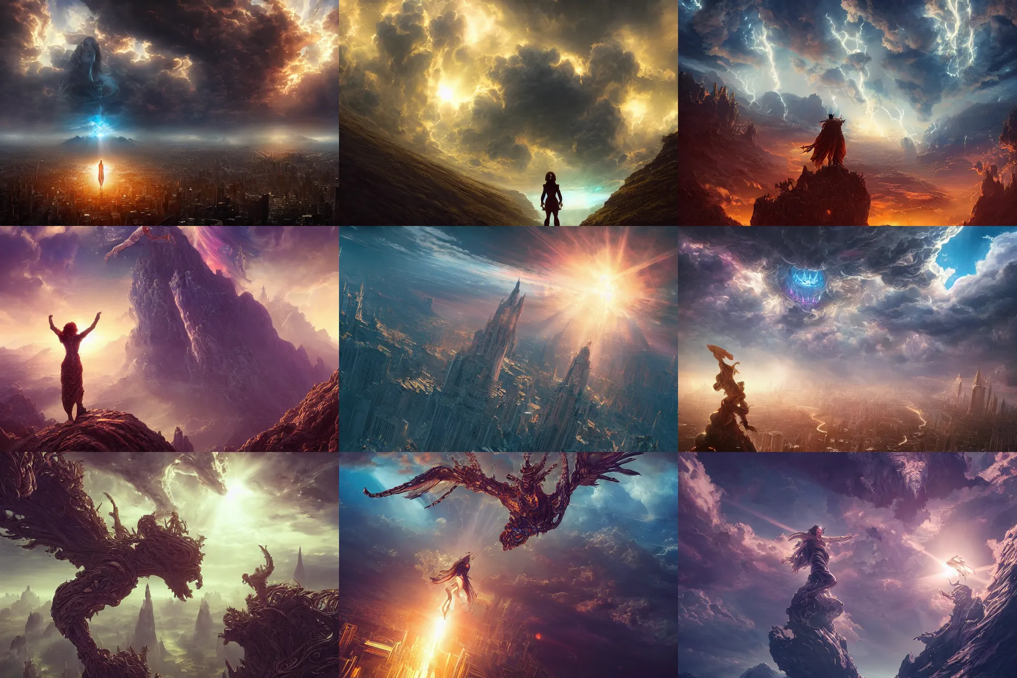 Prompt: the rapture, believers ascend into sky heaven, intricate, epic lighting, cinematic composition, hyper realistic, 8k resolution, unreal engine 5, by Artgerm, tooth wu, dan mumford, beeple, wlop, rossdraws, James Jean, Andrei Riabovitchev, Marc Simonetti, yoshitaka Amano, Artstation