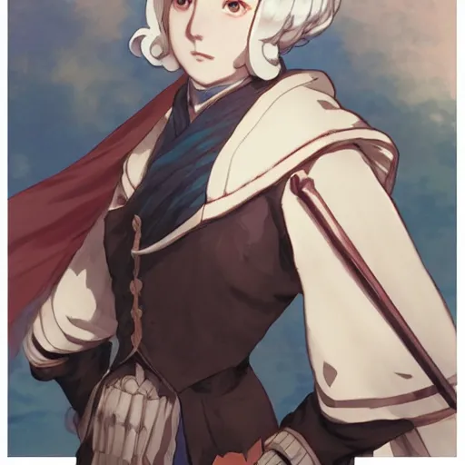 Image similar to george washington as an anime girl by krenz cushart and mucha and akihito yoshida and greg rutkowski, nier : automata inspired,