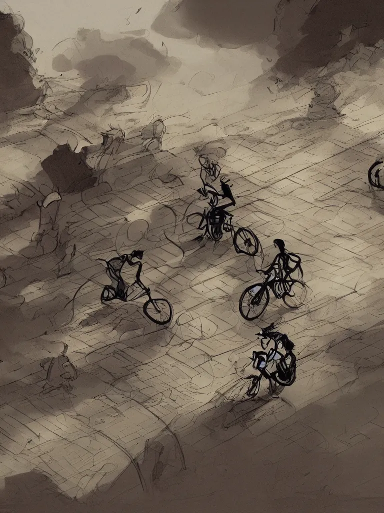 Image similar to riding a bike by disney concept artists, blunt borders, rule of thirds