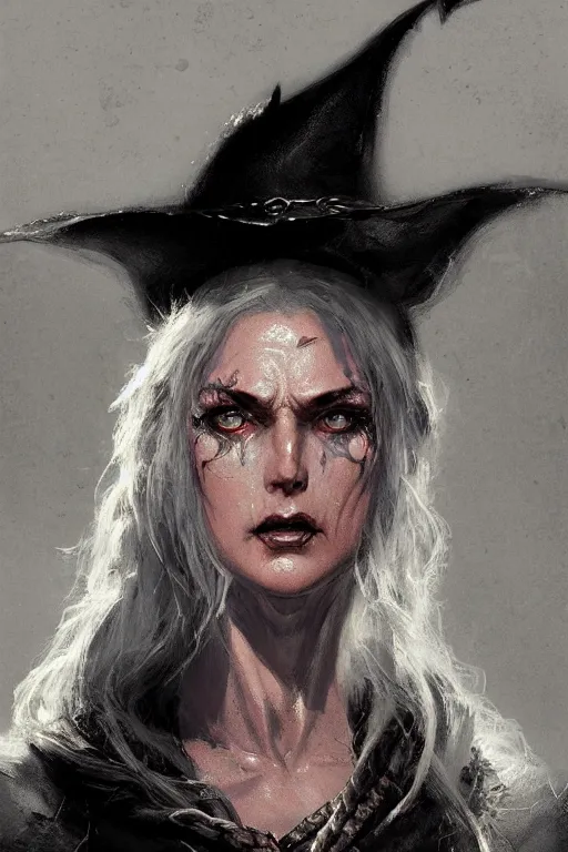 Image similar to dungeons and dragons evil witch character closeup portrait, dramatic light, dungeon background, 2 0 0 mm focal length, painted by stanley lau, painted by greg rutkowski, painted by stanley artgerm, digital art, trending on artstation