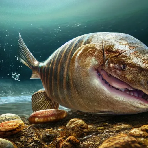 Prompt: A realistic photo of a mixture of Human and Fish, hyper-realistic, 8K HDR.