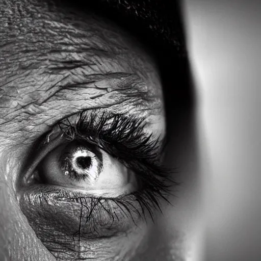 Prompt: a copse of trees lit by bright sunlight reflected in a huge teardrop on a ultra-macro human eye by Lee Jeffries, perfect lighting