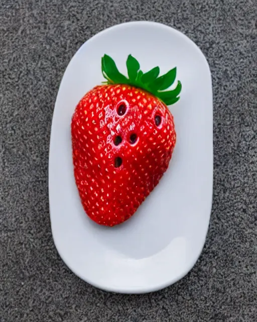 Image similar to a strawberry with the face of gary busey