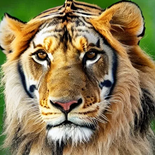 Image similar to Photo of a hybrid of a lion and a tiger