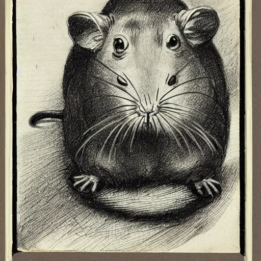 Prompt: funny looking rat photo in a book page, academic art, pencil sketch, polaroid, 18th century atlas, 1900s photograph, detailed, realism