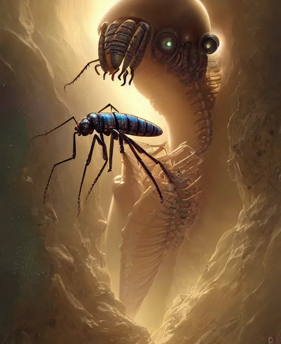 Prompt: portrait of a alien insect, adorable, childlike, milky way environment, ultra realistic, concept art, intricate details, cheerful, highly detailed, photorealistic, octane render, 8 k, unreal engine. art by christopher marley and artgerm and hr giger and greg rutkowski and alphonse mucha