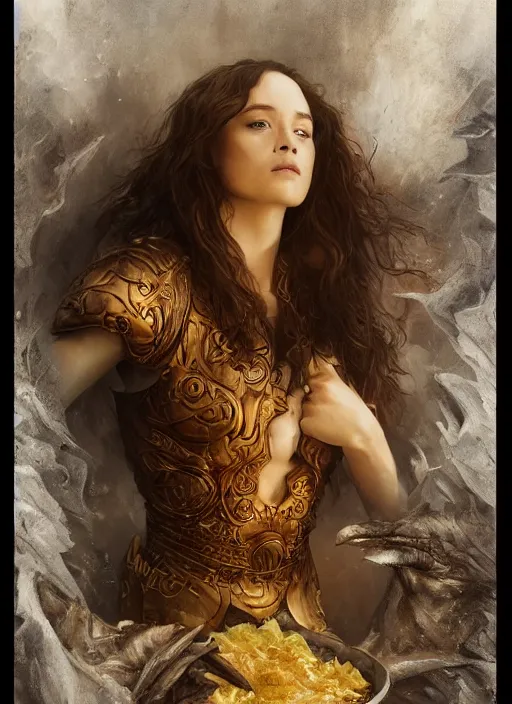 Prompt: a painting done in a egg - soup of a character from game of thrones tv - series, art by artgerm, karol bak, mark brooks, donato giancola, bayard wu, 4 k, 4 0 9 6, hires, focus